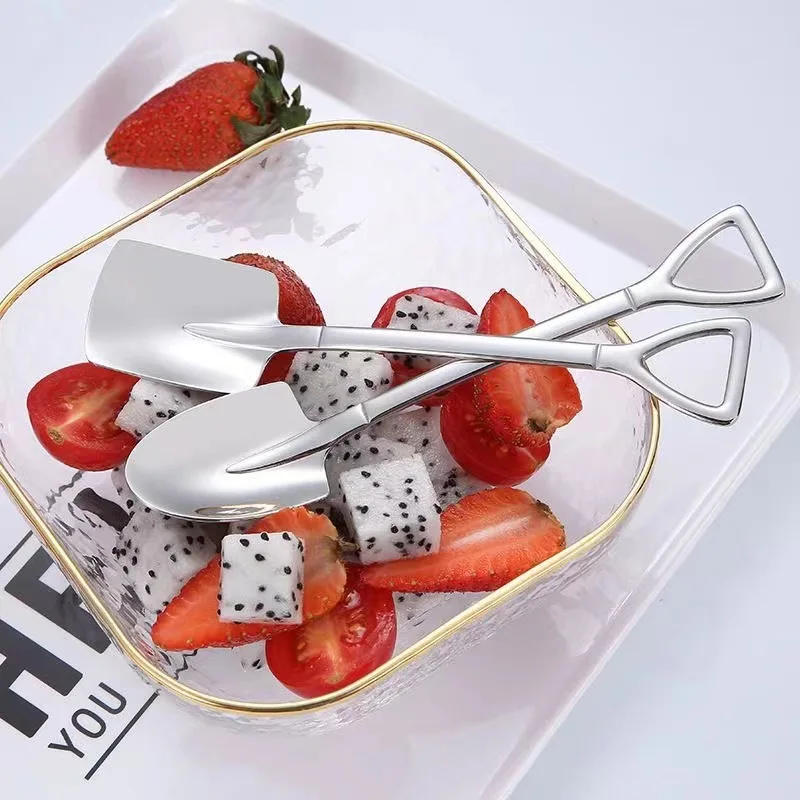 Description Picture 5 of item1 Pcs Shovel Spoons Stainless Steel Teaspoons Creative Coffee Spoon For Ice Cream Dessert Scoop Tableware Cutlery Set