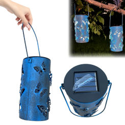 Butterfly Outdoor Solar Hanging Lanterns Waterproof LED Solar Lights Metal Decorative Lanterns for Patio Yard Landscape