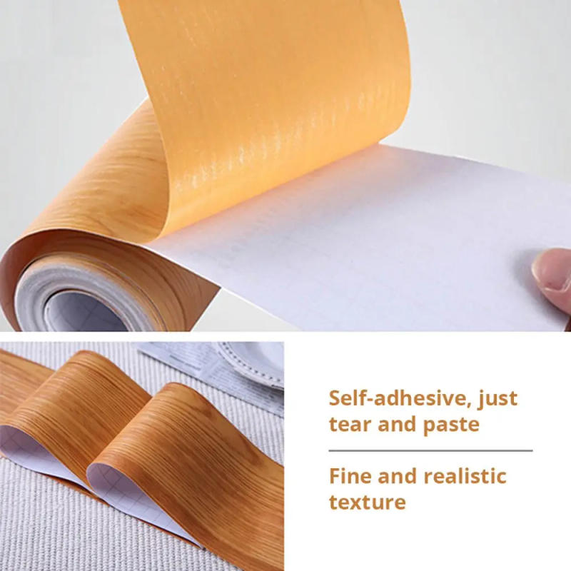 Description Picture 3 of item10M/Roll Windowsill Waist Line Wallpaper Door Frame Waterproof Wall Border Sticker Wood Grain Self-adhesive Waveguide Line
