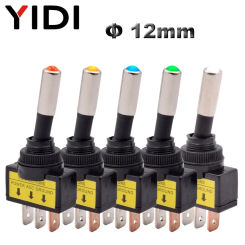 5pcs ASW-15D Auto Car ON OFF LED Light Toggle Switch 2 Position Latching SPST 3pin 12V 24V DC Red Green Blue Yellow White