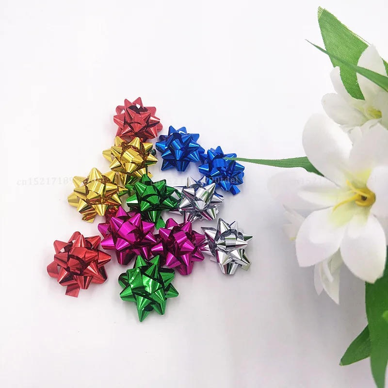 Description Picture 6 of item50pcs/2.5cm Mini Colorful 3D Star Flower Decorations  DIY Self-adhesive Ribbon Bows Paper Gift Wrapping for Christmas Wedding