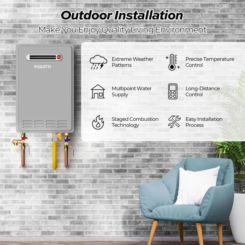 Description Picture 4 of itemPropane Gas Tankless Water Heater - Outdoor Installation 8.1 GPM, Gray Instant Hot Water Heater