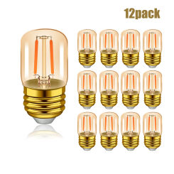 12pcs T28 Edison LED Dimmable Light Bulb 220V 1W 2200K Super Warm White Light Amber Vintage LED Decorative Bulb E27 Mini Tubular