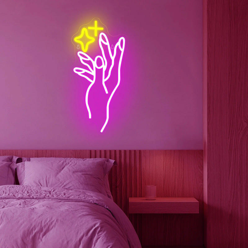 Description Picture 3 of itemHand Neon Sign Pink Nail Led Signs For Wall Decor Hand LED Lights Signs Dimmable Neon Light up Signs for Bedroom Girls Room De