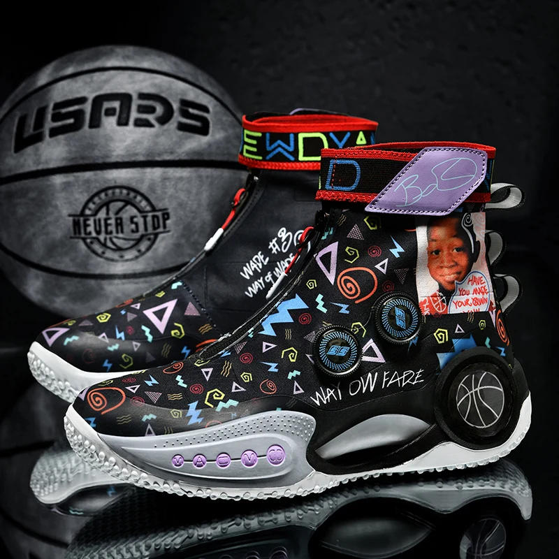 Description Picture 3 of itemHigh-top Men Basketball Shoes Kids Women Breathable High Street Basket Shoes Brand Design Sneakers Original Walking Sports Shoes