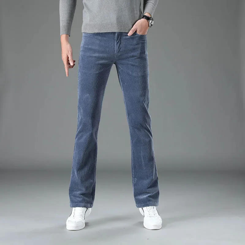 Description Picture 2 of itemAutumn Spring Winter Men's 2023 Commercial Casual Corduroy Flares Trousers Male Bell-Bottom Boot Cut Pants