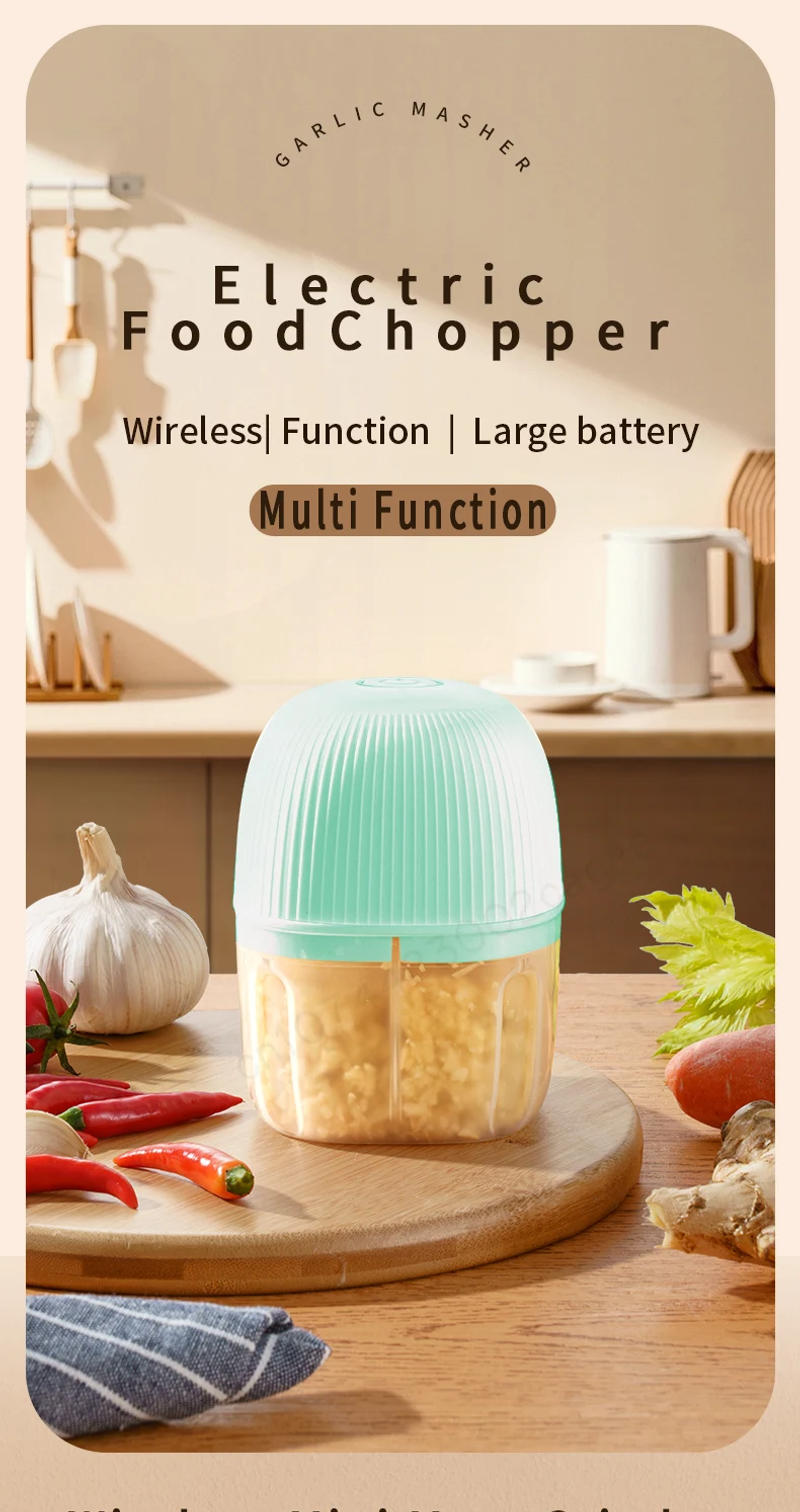 Description Picture 3 of itemMini Electric Food Chopper Multi Function USB Charging Meat Grinder Garlic Masher Machine Vegetable Ice Crusher Kitchenware Gift