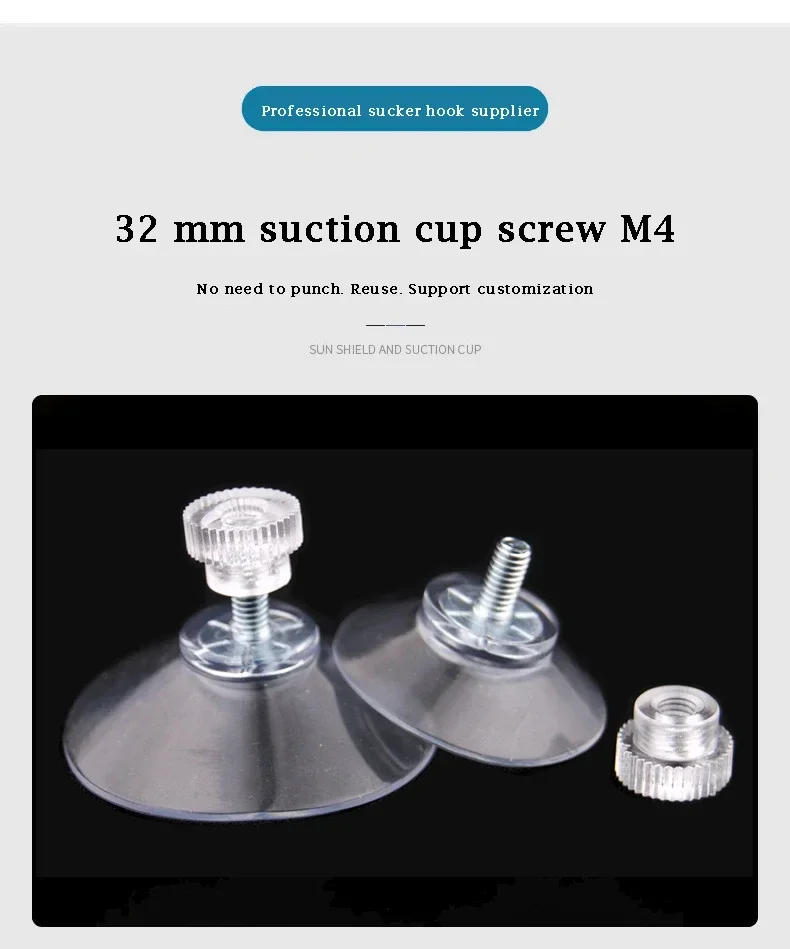 Description Picture 2 of item1/5Pcs Suction Cup Hooks with Screw Nut 40 Mm Clear Sucker Pads Strong Adhesive Suction Holder for Car Glass Bathroom Wall Door