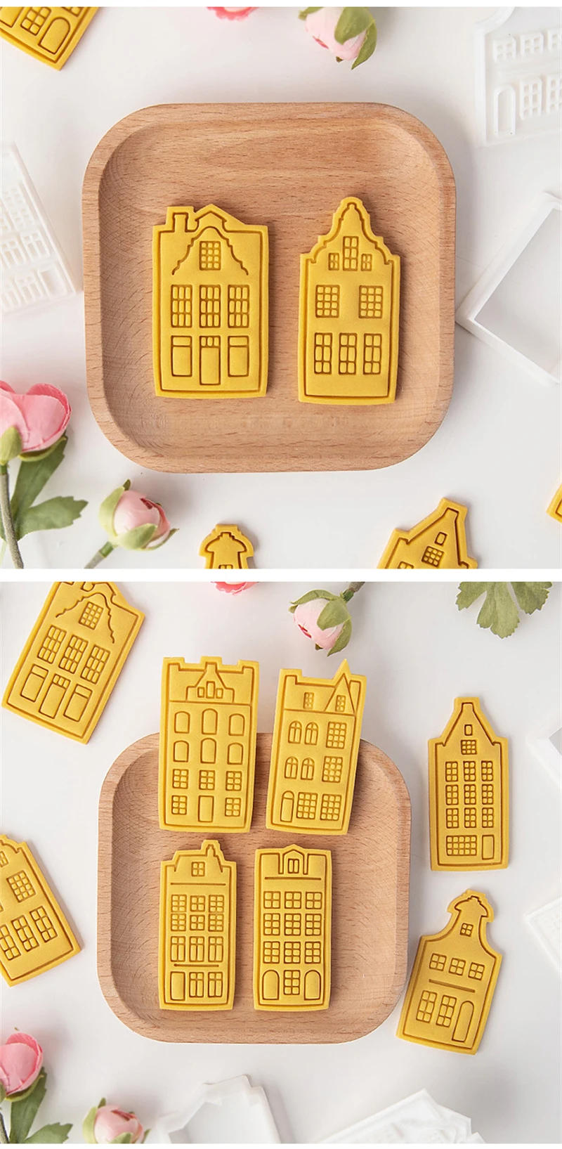 Description Picture 6 of itemEuropean Retro Architecture Cookie Cutters Amsterdam Buildings Shape DIY Biscuit Stamp Fondant Embosser Cake Decorating Tools