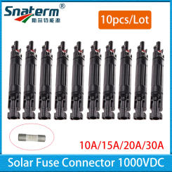 Photovoltaic Connector 10A 15A 20A 30A DC Fuse Fuse 1000V Solar Connector with Inline Fuse for Solar Panel System TUV waterproof