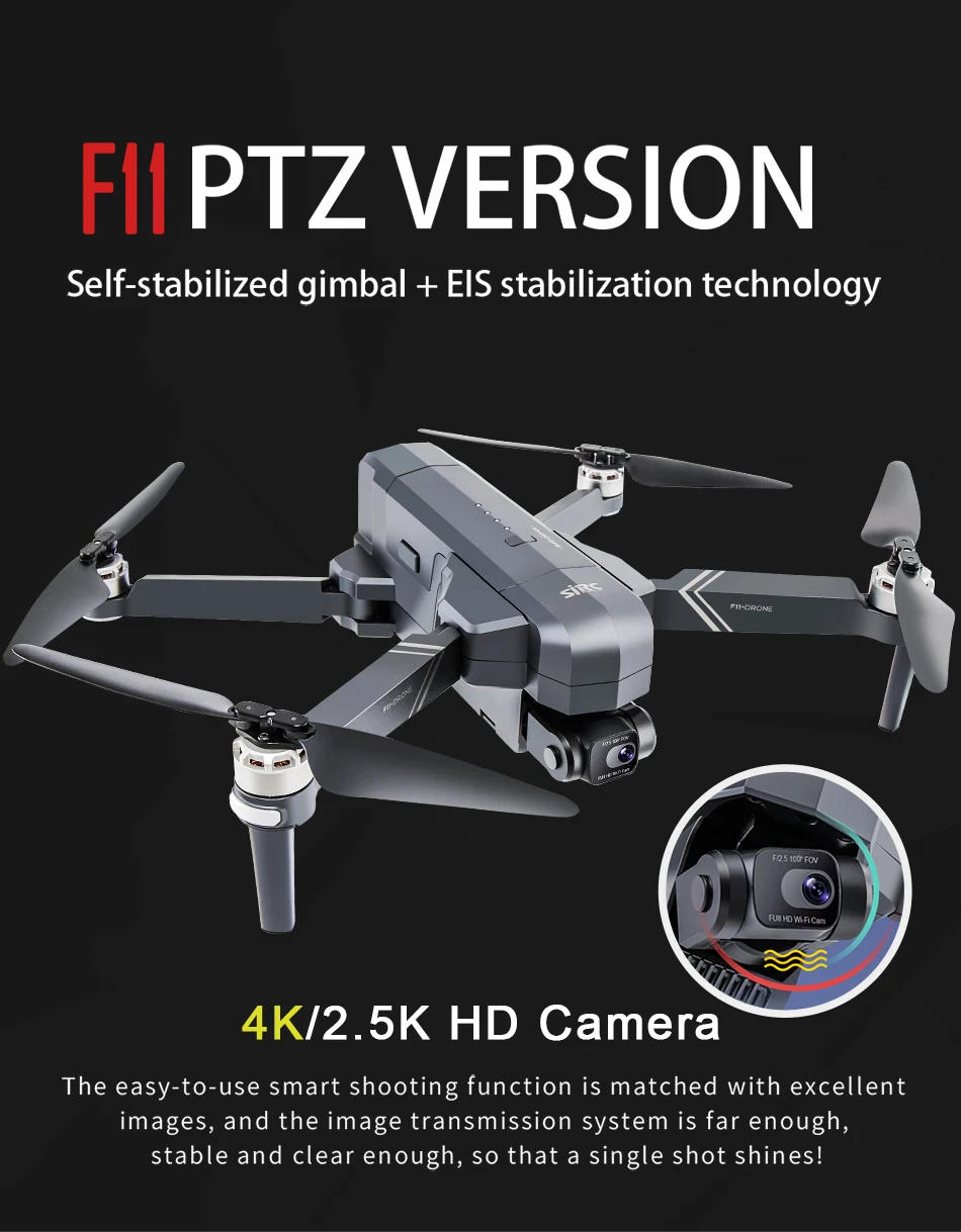 Description Picture 2 of itemSJRC F11 Pro 4K F11s Pro 4K Camera Drone GPS 5G FPV HD 2 Axis Stabilized Gimbal EIS Professional Brushless Quadcopter RC Dron