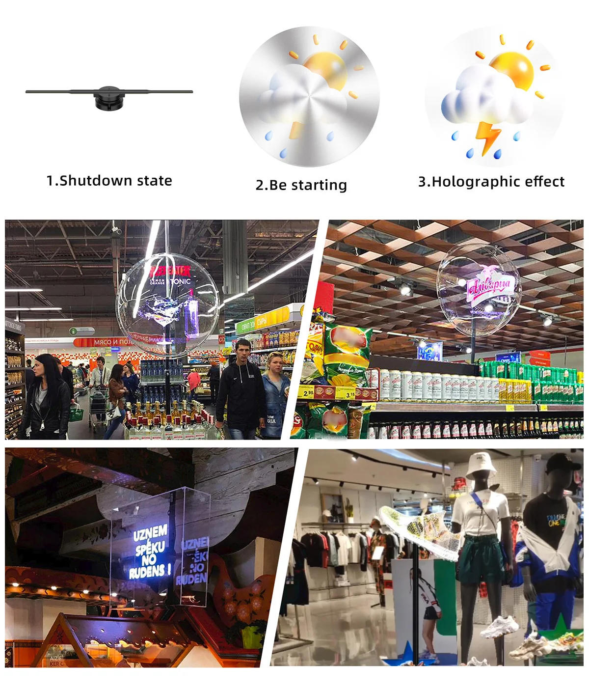 Description Picture 3 of itemPD42 HD 3D Hologram Projector Fan Wifi Display Logo Light Led Sign Holographic Lamp Advertising Light Halloween Christmas Gift