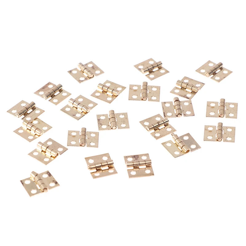 Description Picture 4 of item20pcs Mini Cabinet Door Hinges for 1/12 dollhouse Brass Plated Mini Hinge For Small Decorative Jewelry Case 8mm*10mm