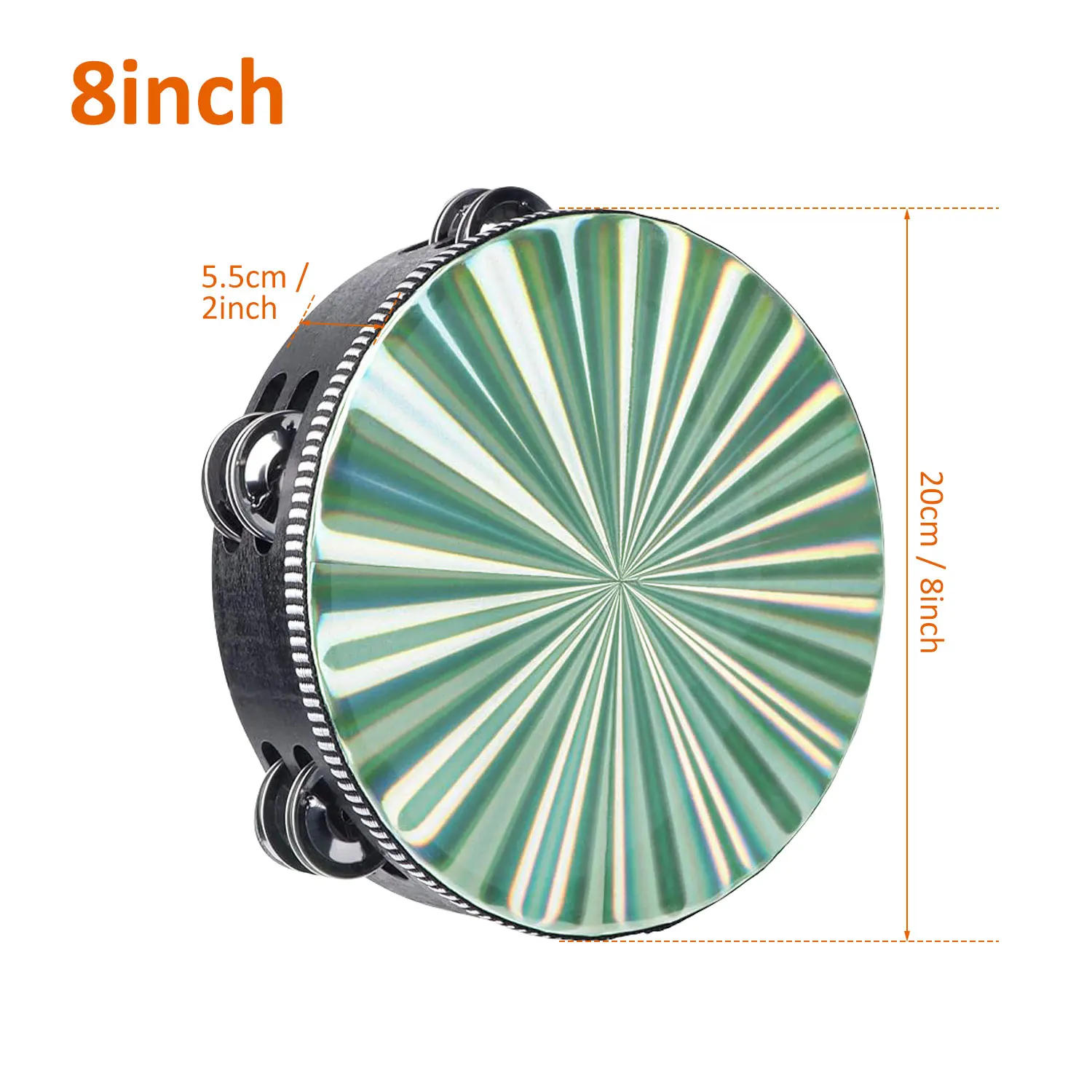 Description Picture 4 of item1Pc Radiant Tambourine 6/8/10 inch Tambourine Musical Educational Instrument Rhythm Percussion Tambourine  (Double Row)