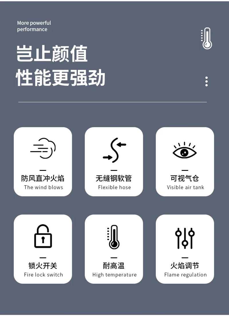 Description Picture 4 of itemOutdoor Camping BBQ Kitchen Lighter Ignition Tool Windproof Cigar Lighter Welding Gun Butane Gas Lighters Smoking Accessories