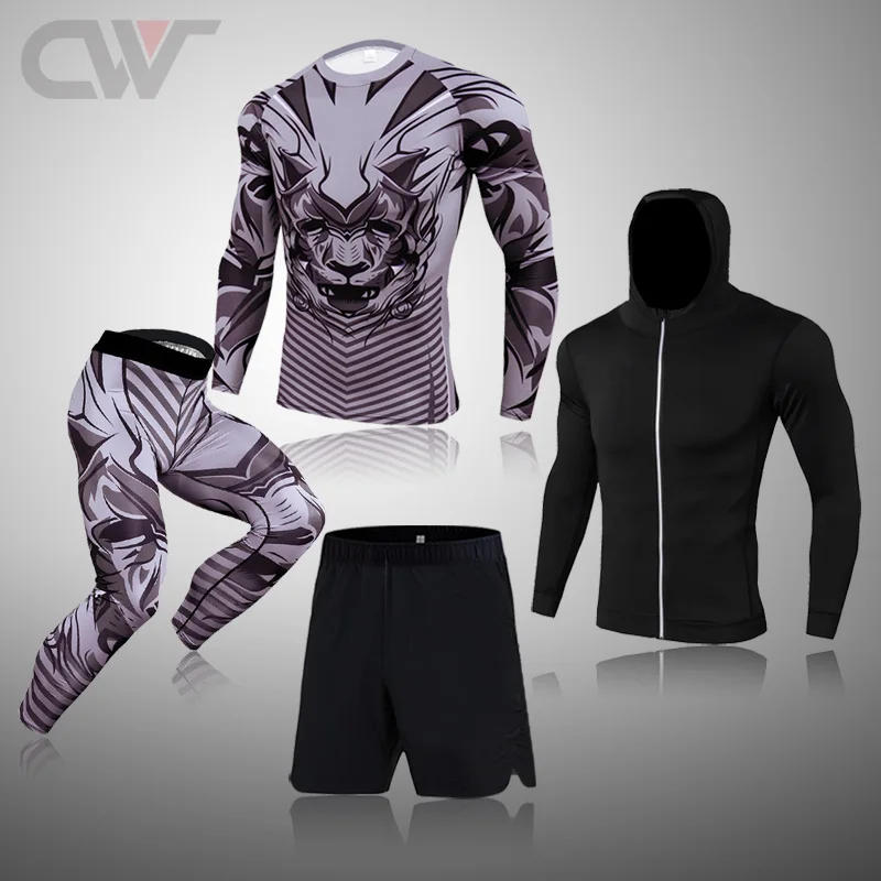 Description Picture 6 of itemWinter Thermal Underwear Suit Men Fitness Clothing 3D Printing Sparta Warm Base layer Sport Suit Compression Sportswear Sets