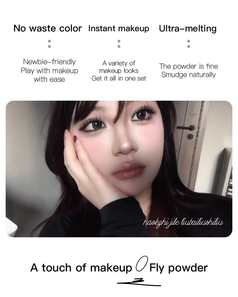 Description Picture 6 of item5-Color Shiny Punk Blue Eyeshadow Palette Glitter Pearlescent Eye Shadow Palette Lasting Waterproof Nude Pink Eye Pigment Makeup