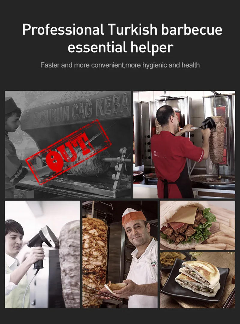 Description Picture 5 of itemBBQ Roast Meat Slicer Commercial Electric Kebab Knife Shawarma Cutter Handheld Beaf Cutting Machine Gyro Knife