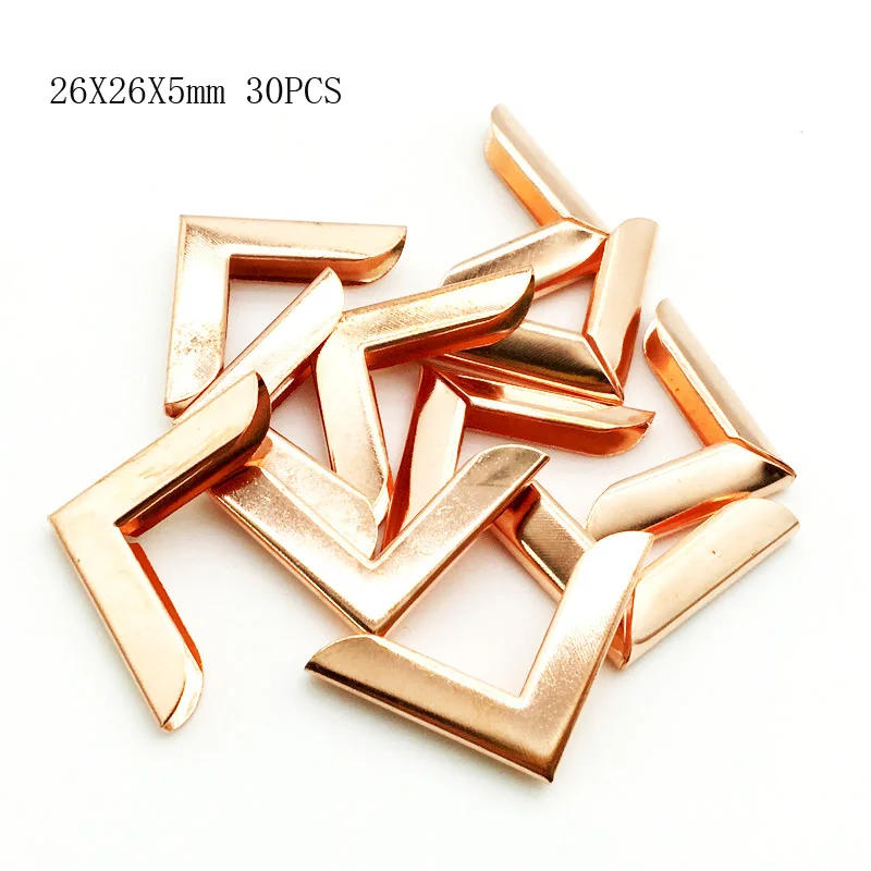 Description Picture 2 of item30PCS/Lot 26x26x5mm Rose Gold Metal Book Corners For Photo Albums Menus Folders DIY Scrapbooking Decor Corner Protectors QTG092