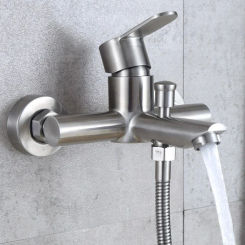 304 Stainless Steel Bathroom Faucet Shower Black Silver Faucet Wall Mounted Bathtub Shower Mixer Tap Shower Faucet Mixer Taps