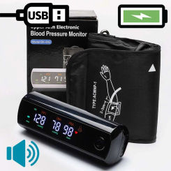 Rechargeable LI-ION Battery Digitization Russian Voice LCD Large Screen Sphygmomanometer Arm Blood Pressure Monitor Tonometer