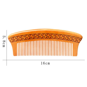 Natural Peach Wood Handcrafted Fine Tooth Comb Chinese Carved Anti-static Head Massage Comb Hair Styling Care Tools