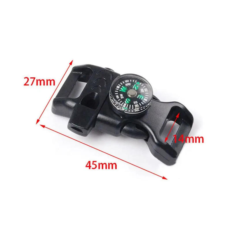 Description Picture 3 of item5pcs 14mm Side Release Compass Whistle Buckle Curved Emergency Survival Whistle Buckle Paracord 550 Paracord Bracelet Strap