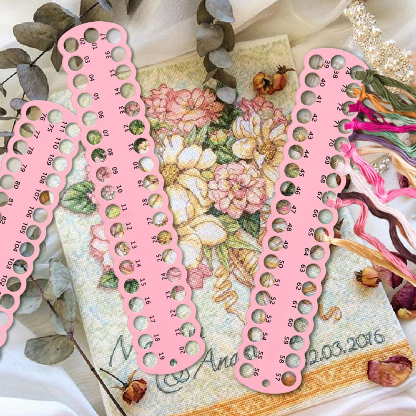 Description Picture 4 of item3pcs Embroidery Floss Organizer Craft Storage Holder 37-Hole Embroidery Thread Organizer PC Winding Board for DIY Sewing Storage
