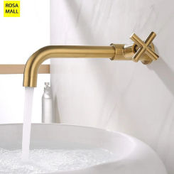 Matt Black Brass Faucet Wall Mount Pool Tap Washbasin Taps Garden Bathroom Sink Faucets Single Cold Water Mixer Brushed Gold Tap