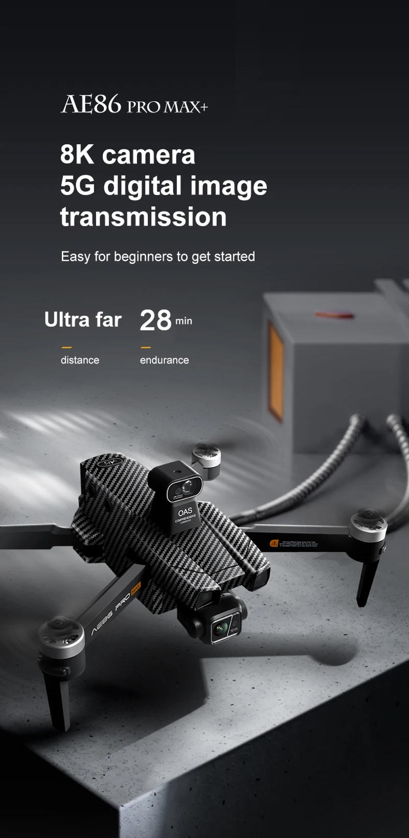 Description Picture 2 of itemAE86 PRO MAX 4K Dual Camera Drone 5G Image Transmission 3-axis PTZ 360° Intelligent Obstacle Avoidance Battery Brushless Drones