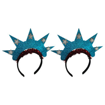 2 Pcs Statue of Liberty Headband Festival Costume Headbands Independence Day Hair Hoops Star Cosplay Crown Carnival Decoration