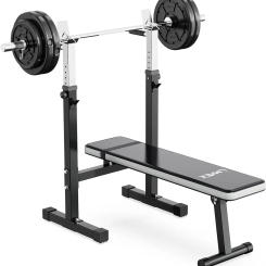 Weight Bench Press with Squat Rack Folding Multi-Function Dip Station for Full Body Workout Home Gym Strength