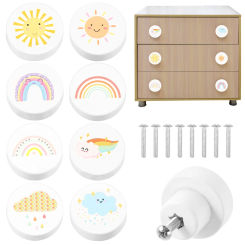 8Pcs Drawer Handle Cute Single Hole Door Pull Knob Round Kitchen Cupboard Wardrobe Door Dresser for Furniture Pull Knobs