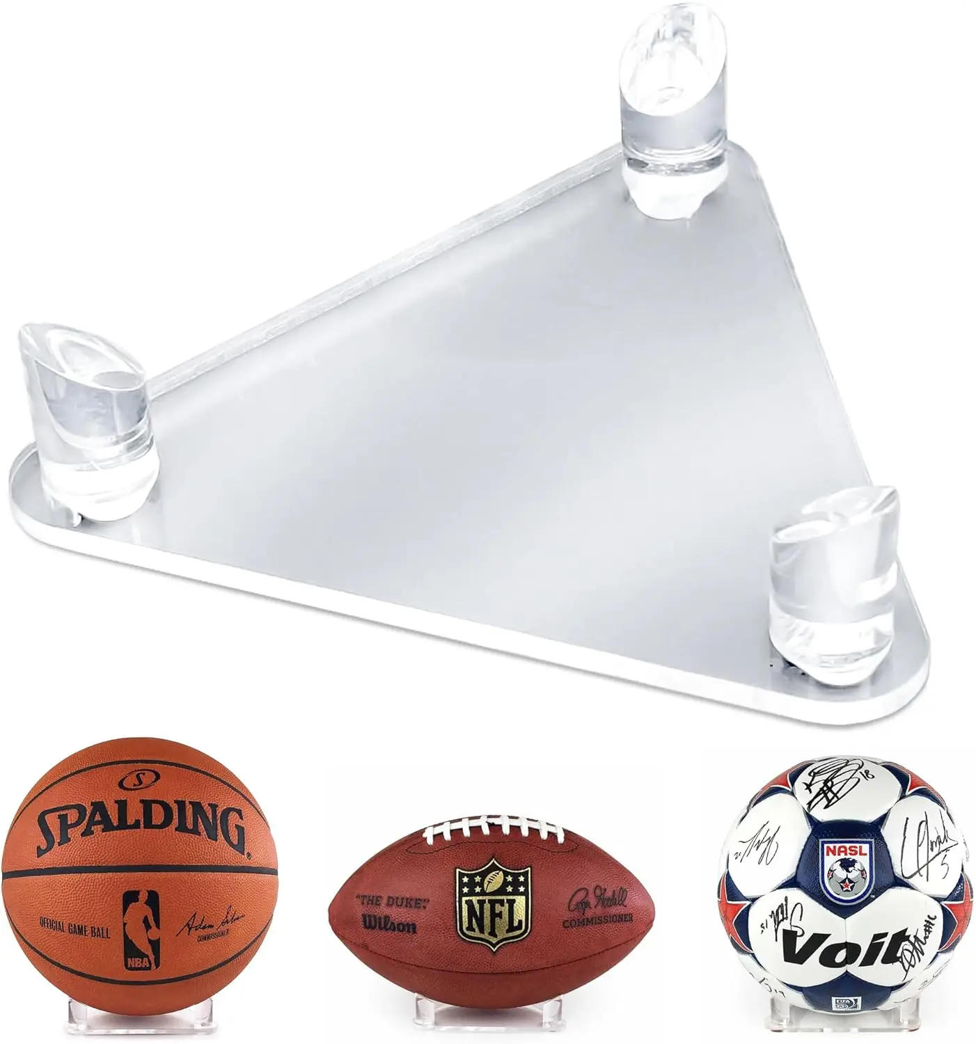 Description Picture 3 of itemAcrylic Multi-function Basketball Ball Stand Display Holder Ball Rack Support Base Rugby Display Stand Football Bowling Storage