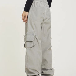 American Style Retro Drawstring Multi-Pocket Cargo Pants Men's and Women's High Street Straight Casual Nylon Casual  Trendy