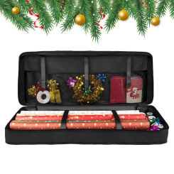 Oxford Cloth Christmas Gift Wrap Storage Bag Waterproof Zippered Dustproof Gift Wrap Organizer With thicken Handles