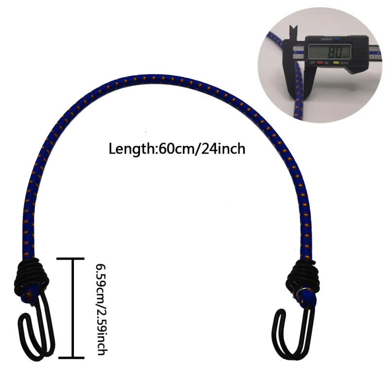 Description Picture 3 of item4Pcs 8mm Heavy Duty Bungee Cord Set  High Elasticity Latex Elastic Rope Bicycle Luggage Straps & Tie Downs for Camping & Outdoor