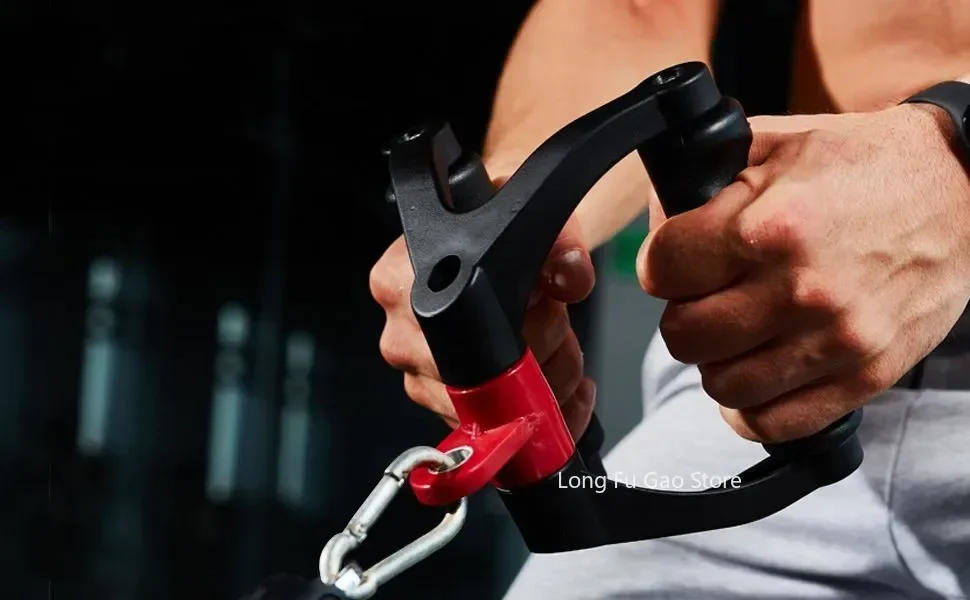 Description Picture 3 of itemErgonomics V-Shaped Rowing Bar 360°Rotating V-Handle Biceps Triceps Back Workout T-bar Row Handle LAT Pull Down Cable Machine