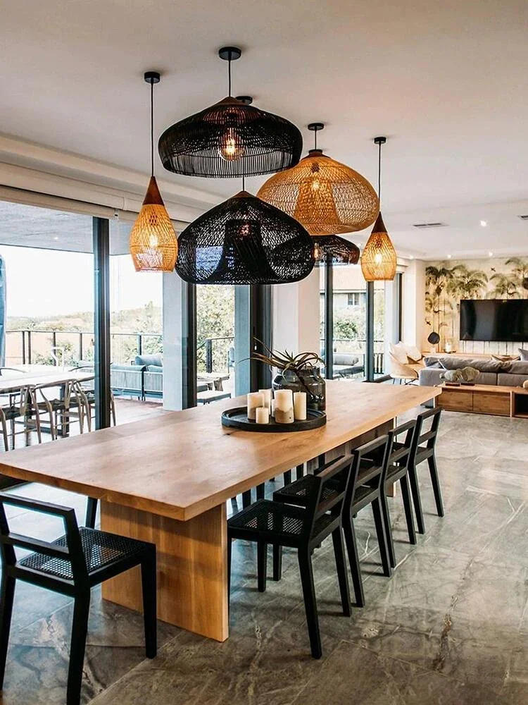 Description Picture 2 of itemSoutheast Asian Rattan Lamps Handmade Pendant Lights Hight Quality Dining Room Restaurant Kitchen Light Fixtures Loft Luminaries