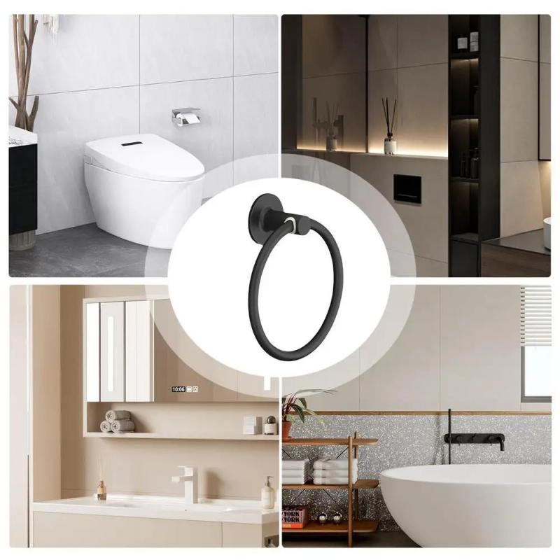 Description Picture 5 of itemBathroom Towel Holder Space Aluminum Wall Mount No Punching Easy Installation Round Towel Ring For Bathroom Kitchen