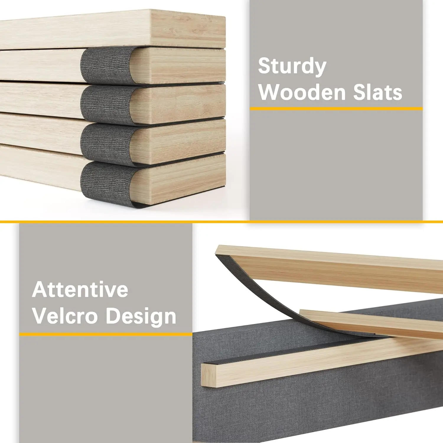 Description Picture 5 of itemBed Frame with Adjustable Headboard Upholstered Bed Frame Platform Linen Fabric Headboard Wooden Slats Support