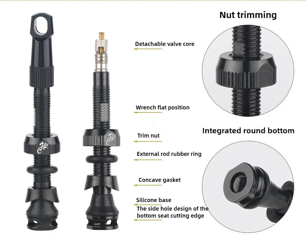 Description Picture 4 of itemBicycle Tubeless Tire Valve Carbon Rim Presta Valves 50 65 80mm F/V Nipple Detachable Brass Core W/Cap For MTB Bike Air Valve