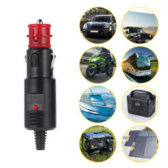 1Pc 12V-24V Universal Replacement Car Cigarette Lighter Socket Male Plug Adapter Charger Connector Car Accessory With LED Light