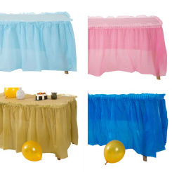 1pc Disposable Table Skirt BPA Free Plastic Tableskirt Disposable Reusable Rectangular Tablecloth Skirt Birthday Banquet Party