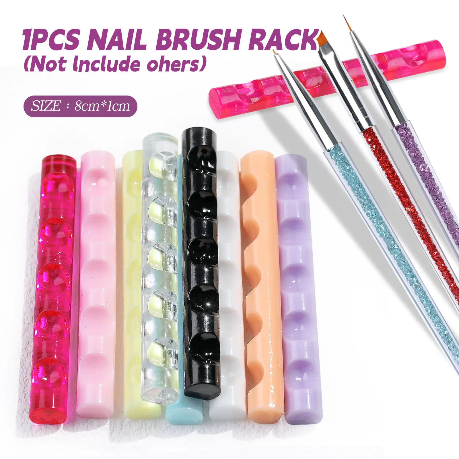 Description Picture 2 of item5 Grids Portable Nail Art Mini Shelf Transparent Crystal Nails Brushes Bar Pen Holder 1pcs Manicure Tools