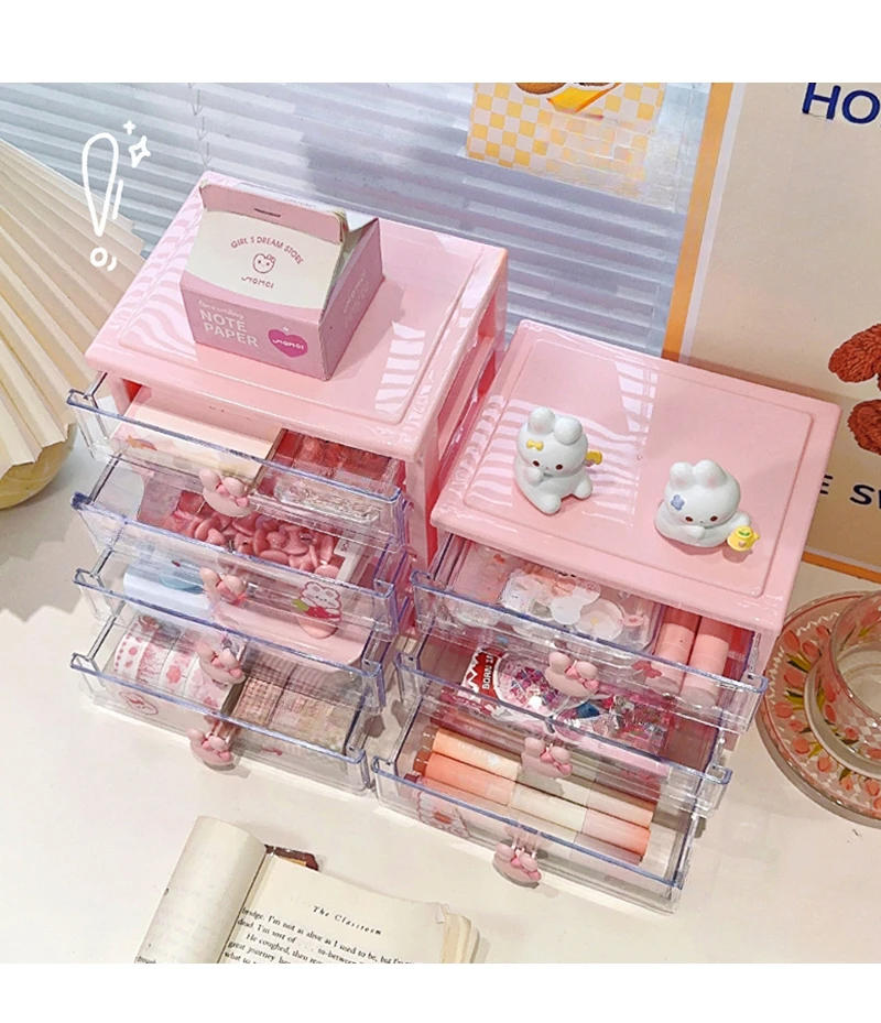 Description Picture 4 of itemDesktop Storage Box Organizer Student Drawer Box Pen Holder Cute Office Childrens Hair Accessories Stationery Rack Organizer Box