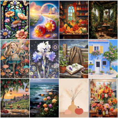 RUOPOTY Painting By Numbers With Frame Drawing On Canvas Handiwork Adult Coloring Decorative Pictures Wall Decoration For Home