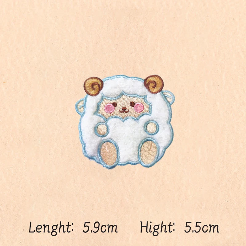 Description Picture 4 of itemCartoon Embroidery Plush Self-Adhesive Sheep Animal Patches for kids clothes Stickers Shirt Badges Accessories