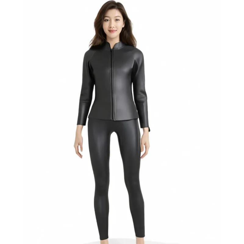 Description Picture 3 of itemWomen 3mm CR Blind Seam Flexible Wetsuit Jacket & Pant - Slim, Neoprene Smooth Skin for Diving, Surfing, Winter Swimming