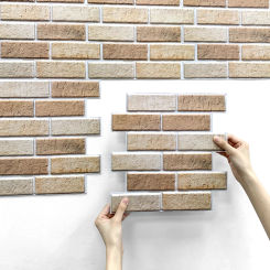 3D Wall Sticker Self-adhesive Faux Brick Wall Panel Peel and Stick Tile Backsplash for Kitchen Bedroom Waterproof Tile Sticker
